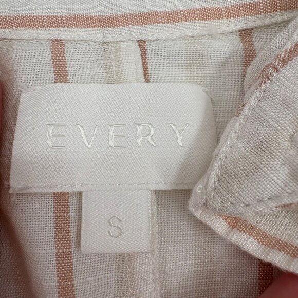 Every Women's Striped Button-Up Romper Sz Small Cotton/Rayon shorts long sleeve - Picture 2 of 5